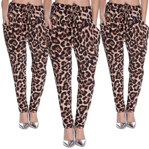 

New Sexy Leopard Pant Womens Drawstring Leggings Ladies Casual Animal Leopard Printed Full Length Trouser S M L XL XXL
