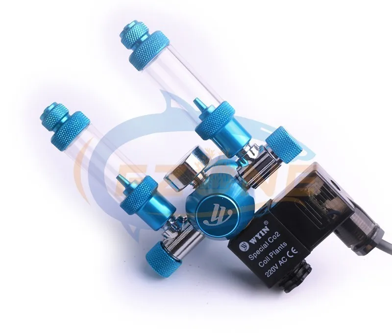 Chihiros acuario Wyin doble salida calibre CO2 regulador con válvula de contador de burbujas de válvula de solenoide y Kits de instalación - 2