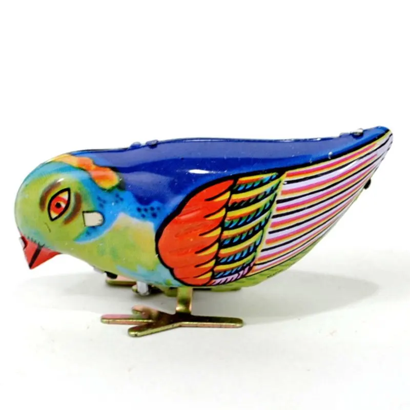 

New Arrival Vintage Wind Up Magpie Bird Pecking Tin Mechanical Toy Pecking For Children
