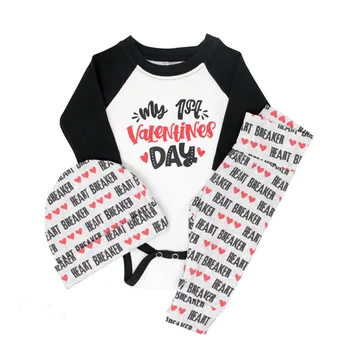 

Newborn Baby Boy Girl Infant Letter Clothes Top Romper Bodysuit Jumpsuit Pants Leggings Kids Beanie Outfit Set Tracksuit Holiday