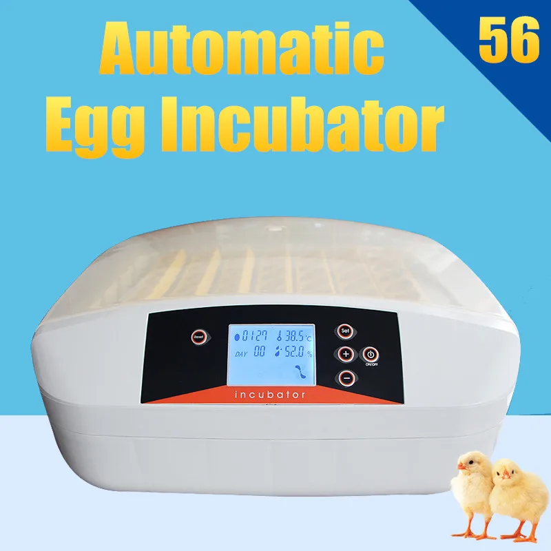 

80W 56 Eggs Digital Intelligent Auto Incubator Temperature Control Digital Auto Poultry Hatcher Fully Automatic Home Hatching
