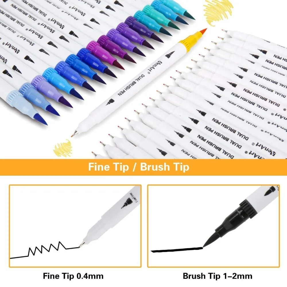 

Daul Tip Art Marker Finetip Brush Tip Student Pen For Drawing Set Painting Sketching Markers Water Color Brush Pen
