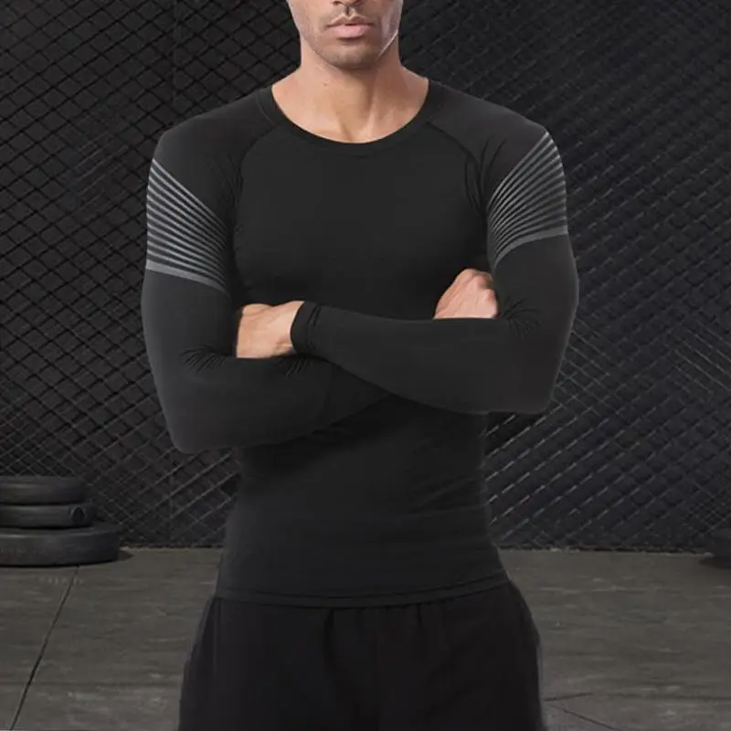 Men Sports Quick Dry Tops Outdoor Fitness Long Sleeve Shirt Slim