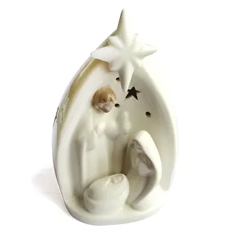 

Jesus Christ Christmas Gifts Holy Famliy light Ornament Ceramic Figurine Ornaments Christ Child Nativity of Babe lamp Statue
