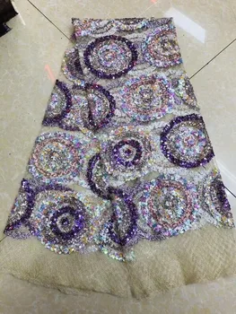 

2019 High Quality Pink French 3D Tulle African Lace Fabric Sequins Embroidered Nigerian Lace Fabrics For Wowen Dress