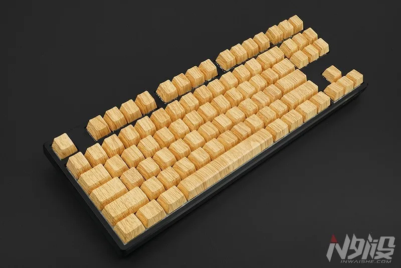 87 Keys ABS Mechanical Keyboard Wood Grain Keycap Translucent