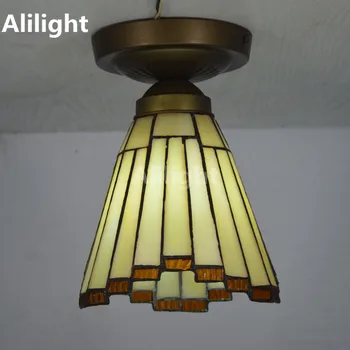 

Tiffany Small Ceiling Light Stained Glass Lampshade Ceiling Lamp Modern Brief Bedroom Indoor Lighting E27 Home Decor Fixtures