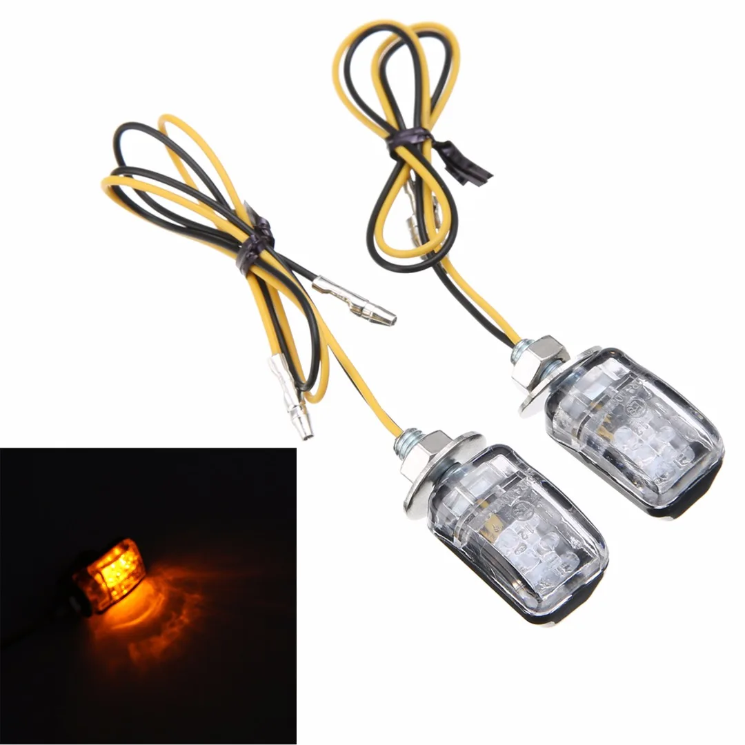 Mayitr 1 пара Янтарный 6 LED мини мотоцикл сигнал поворота светильник 12V небольшая
