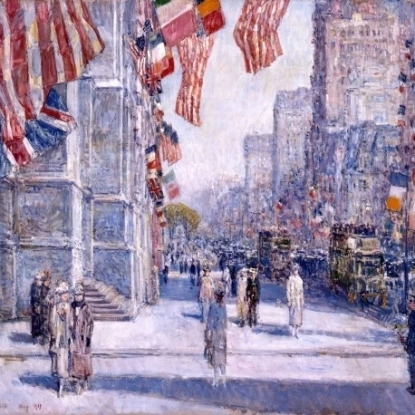 Раннее утро на Авеню плакат печать Childe Hassam (18x24)|Таблички и знаки| |