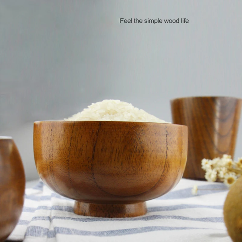 Tofok 1 шт. модная круглая миска из натурального дерева кухонная ручная работа для