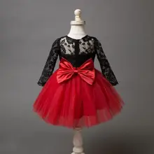 Детская одежда принцессы для маленьких девочек кружевное платье с длинными рукавами и цветочным рисунком Сетчатое платье-пачка с бантом в стиле пэчворк, вечерние платья для дня рождения От 6 месяцев до 5 лет для девочек