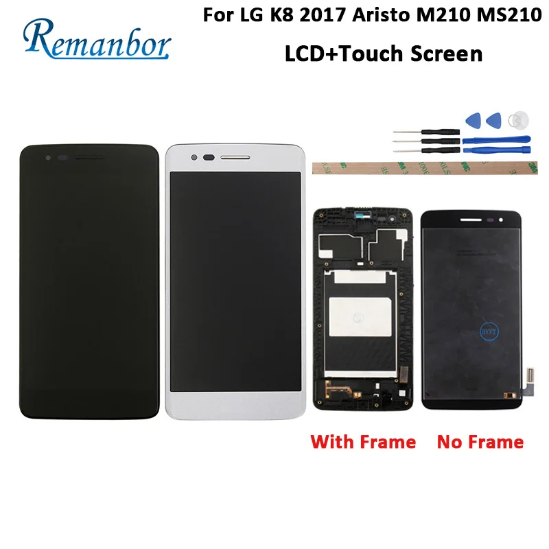 

Remanbor For LG K8 2017 Aristo M210 MS210 LCD Display And Touch Screen+Tools Replacement For LG K8 2017 MS210 Silver Black 5.0''