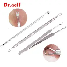 Dr. aelf, экстрактор угрей, прыщей, пятновыводитель, зажим, двойная головка, игла для прыщей, набор инструментов