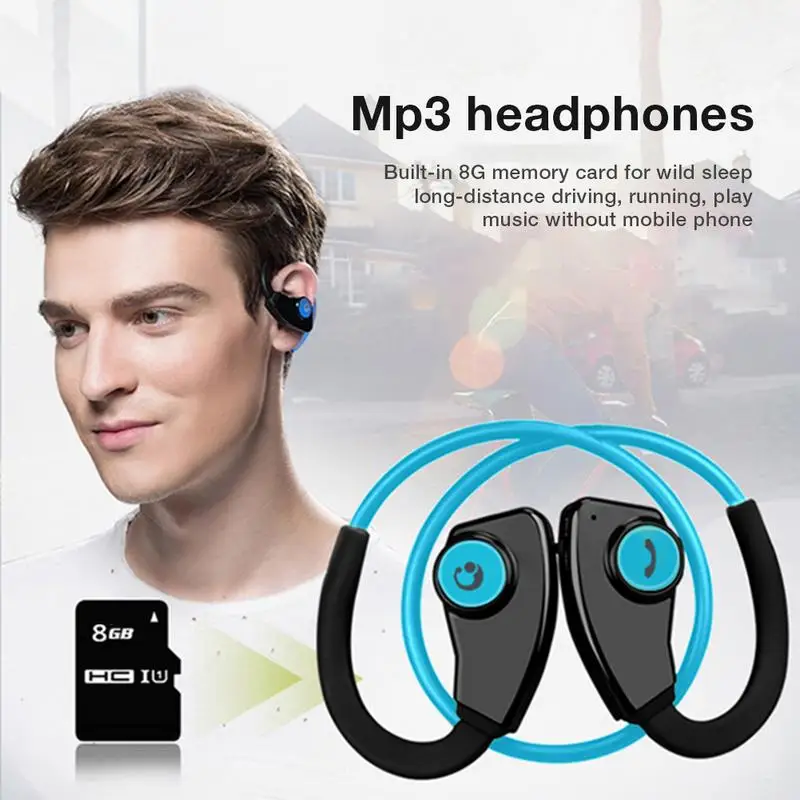 

Wireless Bluetooth Headset Stereo Sound Running Fitness Multi-Function Built-In Card Mp3 FM Radio Foldable Earbuds For Phone