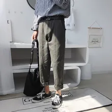 Men's Trousers 2019 Summer New Solid Color Contrast Trousers Casual Pants Straight Nine Points Pants Youth Casual Men's Clothing
