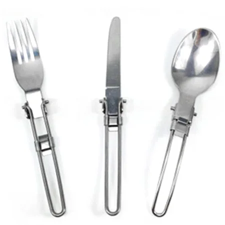 Gameit Portable one Set of Camping Tableware Folding Stainless Steel including Knife / Fork Spoon | Спорт и развлечения