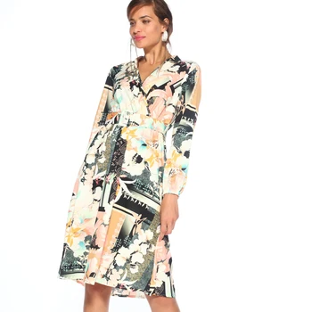 

Cross neckline dress with belt - 036118 DRESS WOMAN DRESS LONG SLEEVE