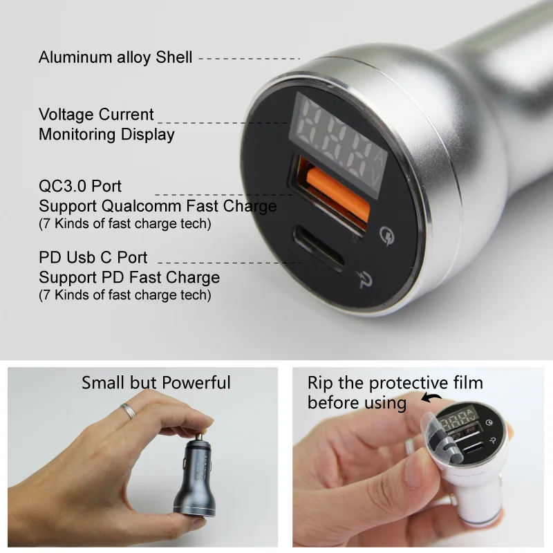 Usb C PD 3 0 быстрая зарядка автомобильное зарядное устройство Type c 2 QC мобильный