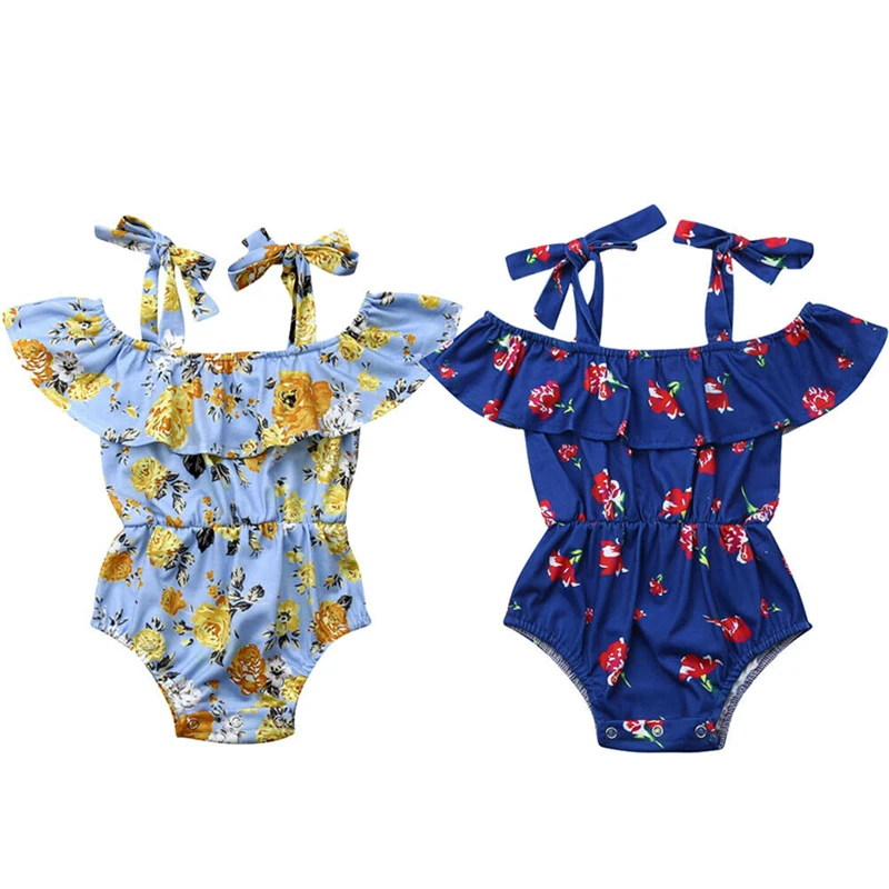 

Floral Newborn Baby Bodysuits Off Shoulder Cotton Bodysuit Baby Girl Clothing Ruffle Jumpsuit Infant Girl Bodysuit Girls Sunsuit