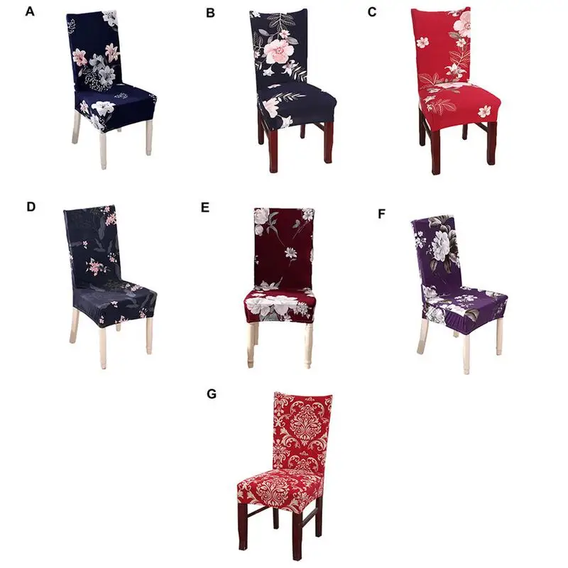 

Floral Dining Chair Cover Spandex Elastic Anti-dirty Slipcovers Protector Stretch Removable Hotel Kitchen Seat Case #EO