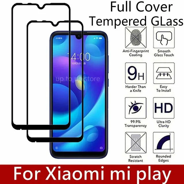 Закаленное стекло с полным покрытием для Xiaomi Play Защитное экрана черное 9H