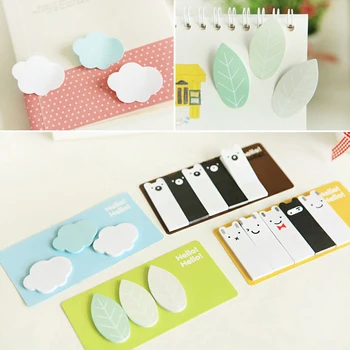 

4pcs Cute Stationery Clouds Leaf w38 Forest Small Sticky Notes Student Supplies mm7 Notes Flags Sticky Paper Bookmark