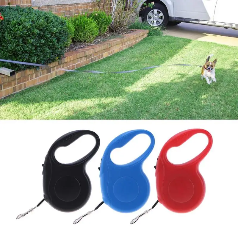 Goede 3 m 5 m Intrekbare Hondenriem Uitbreiding Puppy Walking Leidt Huisdier Tractor Platte Dubbele Schakelaar Automatische Telescopische Touw Kat hond Keten