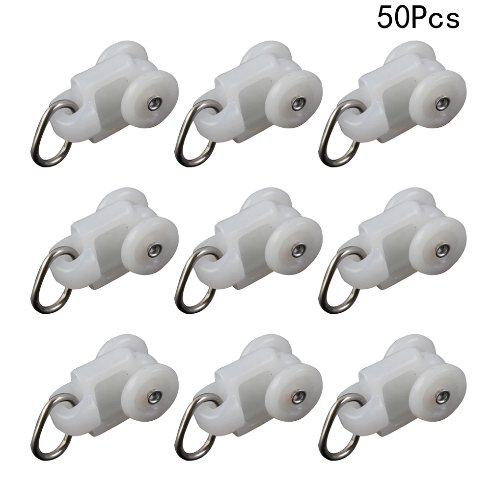 

50PCS Curtain Hook Roller Scratchproof Long Service Life Easy to Install Curtain Hook Roller for Home Indoor Hotel Curtain Use