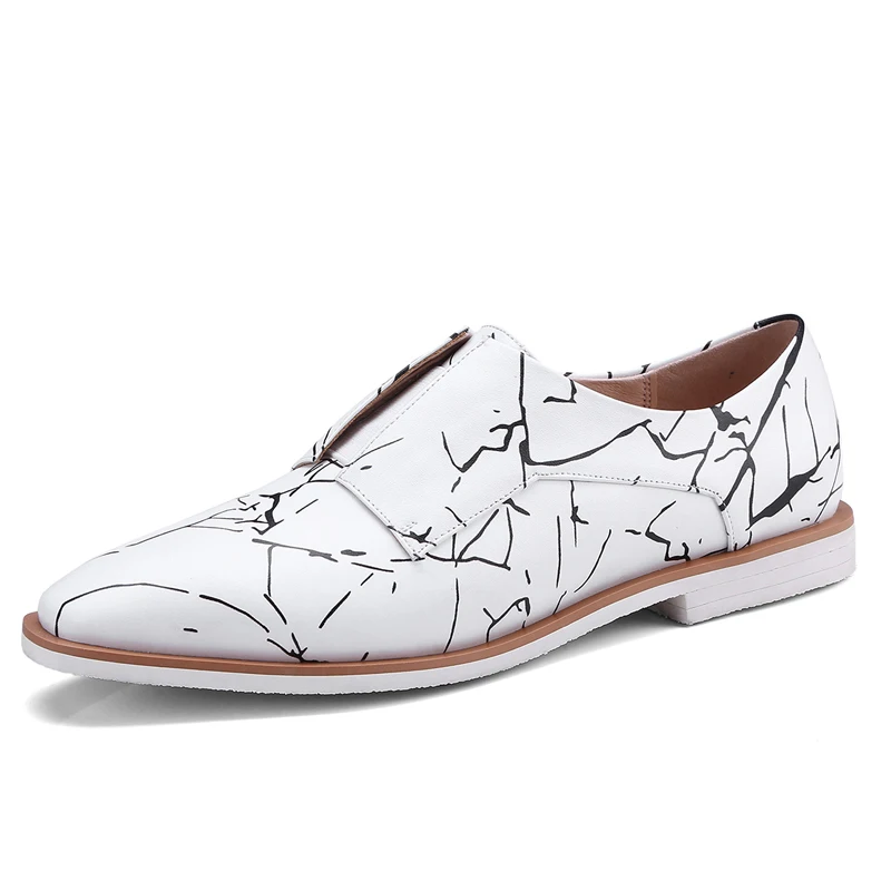 

Women's Genuine Leather Loafers 2 CM Heels White Dress Shoes Slip-on Woman Low Pumps Summer Style Shoe Box Packing 18-38