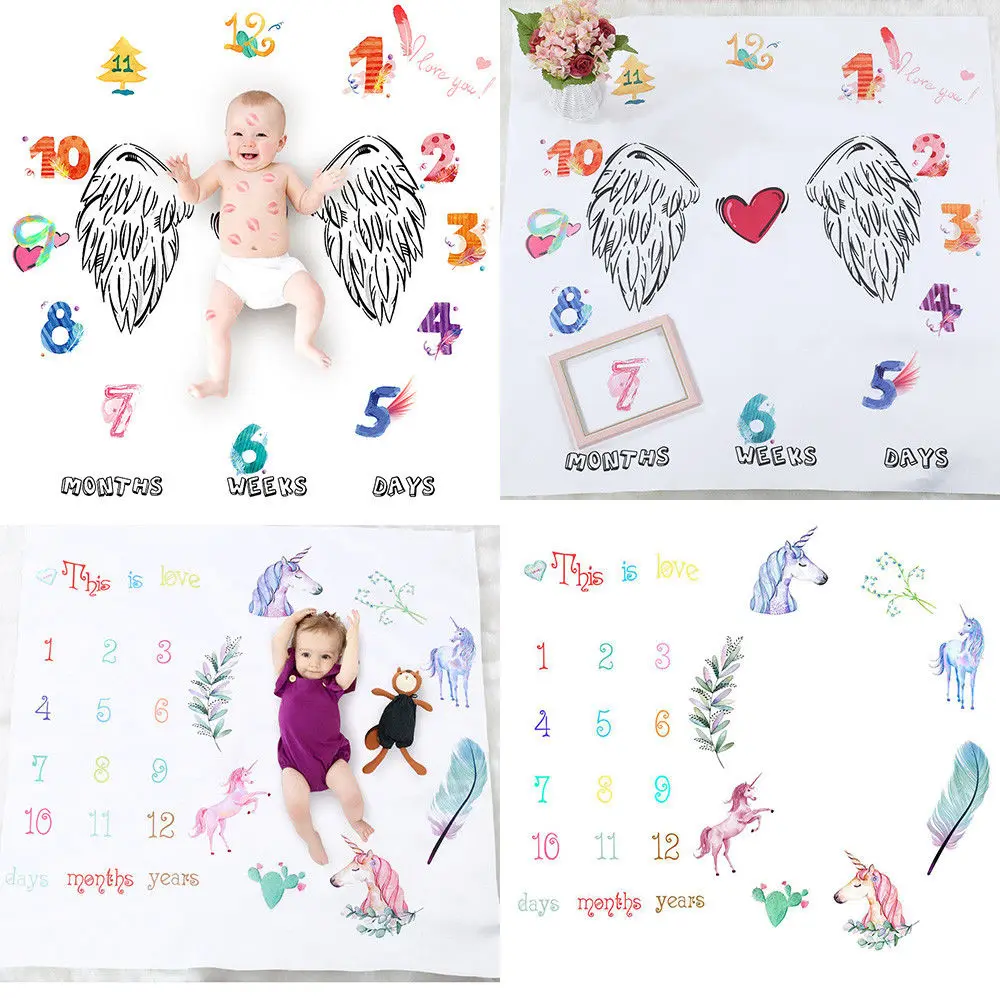 Milestone Blanket Newborn Age Blanket Makes Unique Photo Props for Baby Infantin Blanket