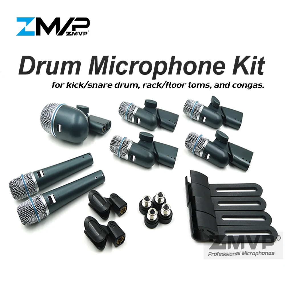 ZMVP BETADMK7 Professional 7 Piece Drum Kit Instrument Microphone Mic