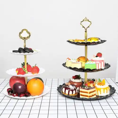 Limite 3 Niveaux En Plastique Presentoir A Gateaux Apres Midi The Assiettes De Mariage Fete Vaisselle Nouveau Patisserie Gateau Boutique Trois Couches Support A Gateau Aliexpress