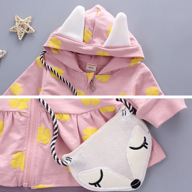  Lovely Infant Baby Girl Clothes Toddler Children's Set Fashion Flower Print Cute Fox Bag Girls Clothing Girls Clothes Kids Sets