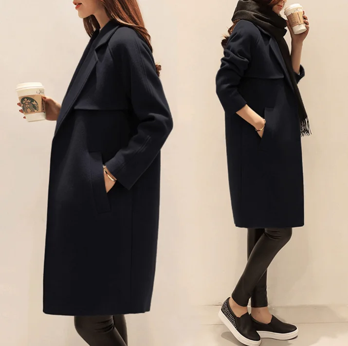 Manteaux 9130 Manteau Femmes Hiver 2018 Noir New Laine Forme Long Mince Cocon ga4nqvp