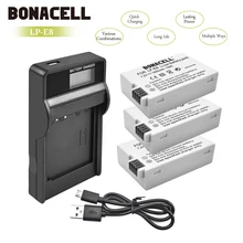 Bonacell LP-E8 LP E8 LPE8 Camera Battery+LCD Charger For Canon EOS 550D 600D 650D 700D Kiss X4 X5 X6i X7i Rebel T2i T3i T4i L50 grepro lcd display usb dual battery charger for canon lp e8 lpe8 lp e8 camera eos 550d 600d 650d 700d x4 x5 x6i x7i t2i t3i