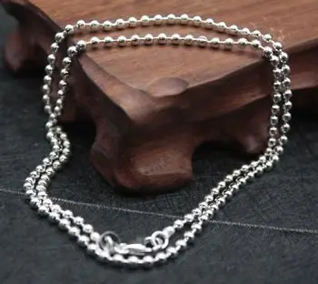 

New Pure 925 Sterling Silver Necklace 2.5mm Round Bead Link Chain Necklace 45cm