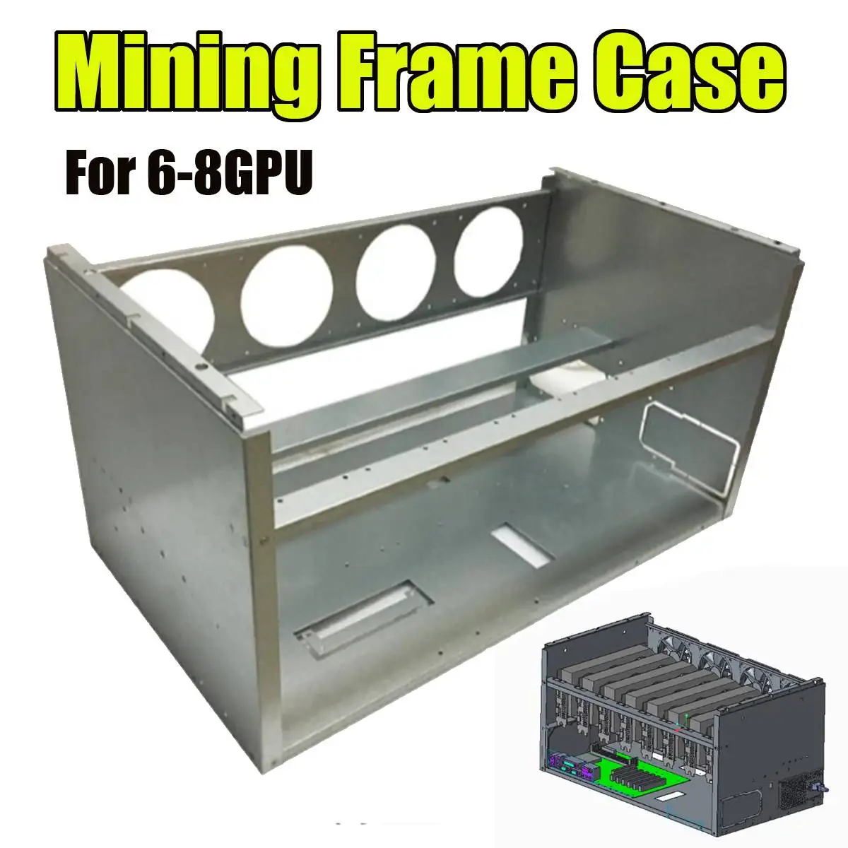 DIY 63cm*36cm*33cm For 4 Fans 6-8 GPU Crypto-currency Stackable Open Air Mining Rig Frame Miner Case ETC BTH Steel