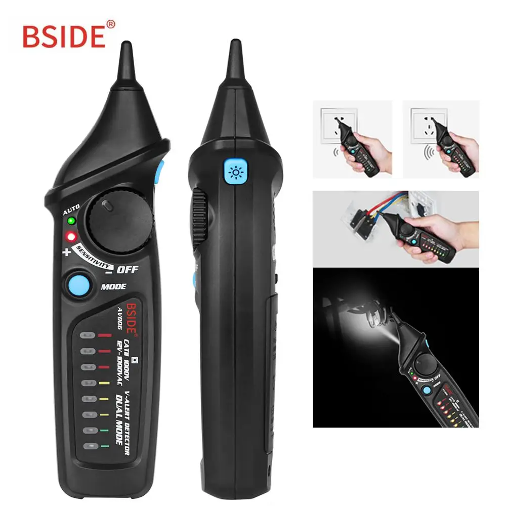 

BSIDE AVD06 Non-contact Voltage Tester Pen AC 12-1000V Auto/Manual Dual Mode NCV Tester Live Wire Check Sensitivity Adjustable