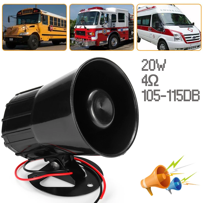 12 V سيارة الحرائق رجال الشرطة بوق إنذار المنزل بوق إنذار 20 W قوية الصوت سيارة 6 لهجة بوق إنذار