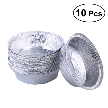 

10pcs 6 Inch Disposable Aluminum Foil Plate Take Out Pans Round Shape For Meals Pies Cakes Meats (No Lids)