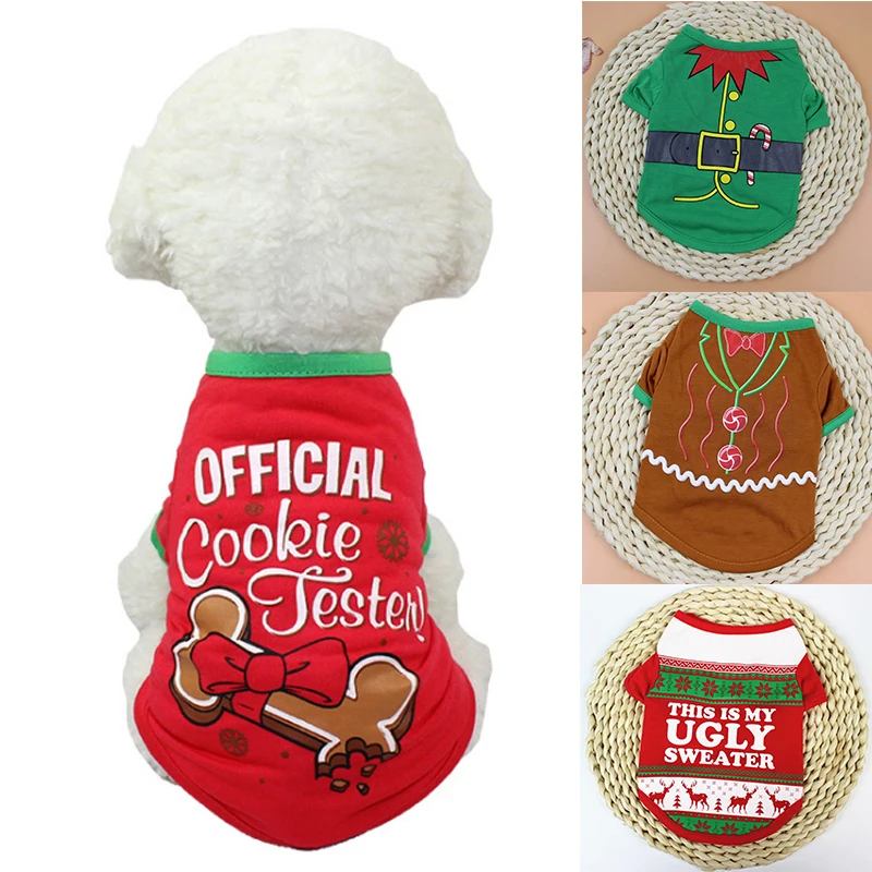 

1PC New Dog Clothes Cat Pullover Shirt Hoodies Polyester Christmas Pet Santa Clothes Puppy Dog Sweater Casual