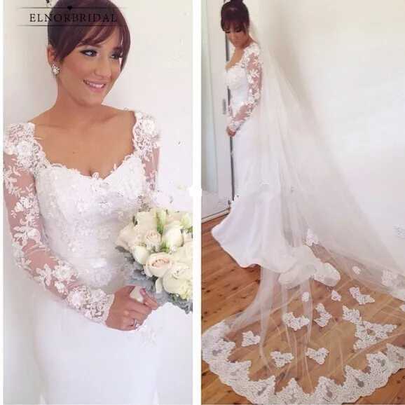 

White Ivory Mermaid Wedding Dresses 2019 Elegant Long Sleeves Bridal Gowns Custom Made Vestidos De Novia Shop Online China