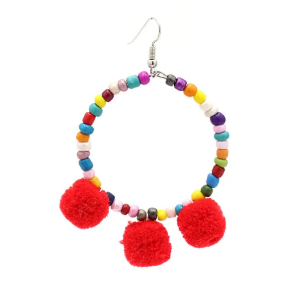 Женские серьги тканый помпон длинные висячие ювелирные изделия