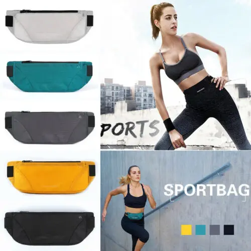Fanny Bag Waist Belt Hide Money Pouch Travel Black 4 Pocket Canvas Sport