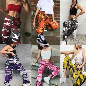 

Womens Camo Cargo Trousers Casual Pants Military Army Combat Camouflage Pants Loose Harem Pants Plus Size S M L XL 2XL 3XL