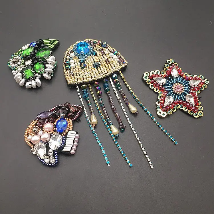 

crystal rhinestone handmade beaded jellyfish goldfish cloth stickers clothing shoes and hats decorated diy accessories