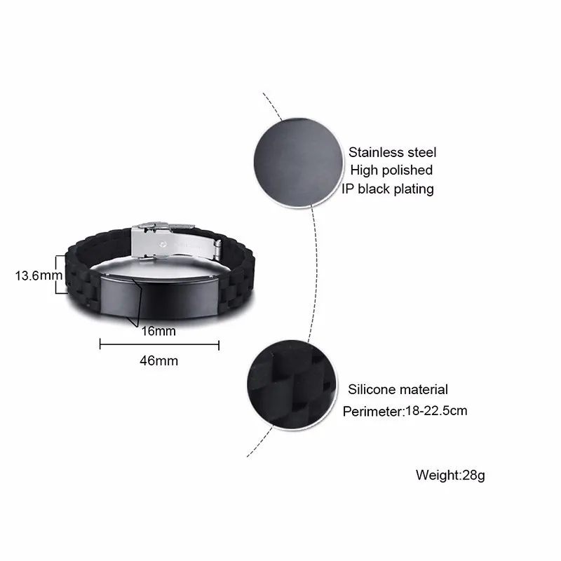 Персонализированные Подгонянные для моего сына дочери силикона и нержавеющей стали браслет для мужчин