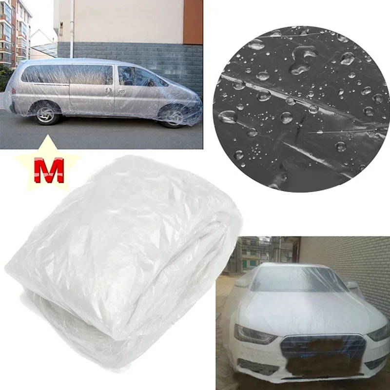 

Transparent LLDPE Car Cover Plastic Temporary Universal SUV Snow Garage M/L/XL