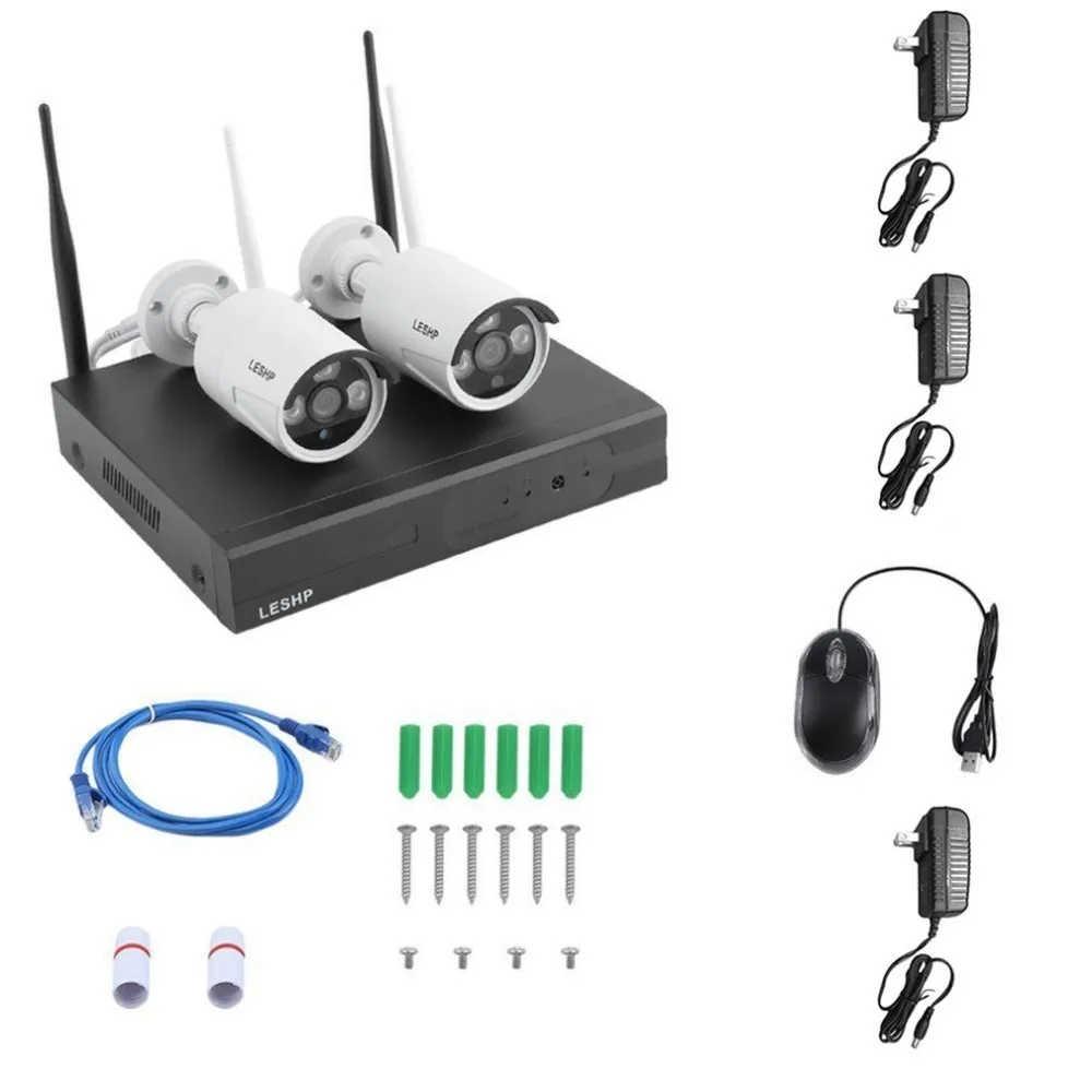 

4-CHANNEL WLAN HD Full Set Surveillance Kit Video Surveillance FUNK IP Camera Drop Shipping