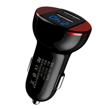 Двойное USB Автомобильное зарядное устройство 5V2. 4A цифровой дисплей Автомобильный аккумулятор напряжение высокая мощность зарядки мобильного телефона адаптер для iPhone планшета
